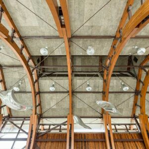 Diacrete鑽泥板案例-台東池上車站：吸音隔熱天花板搭配木構造與裝飾設計