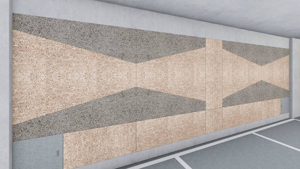 鑽泥板牆面設計模擬圖。